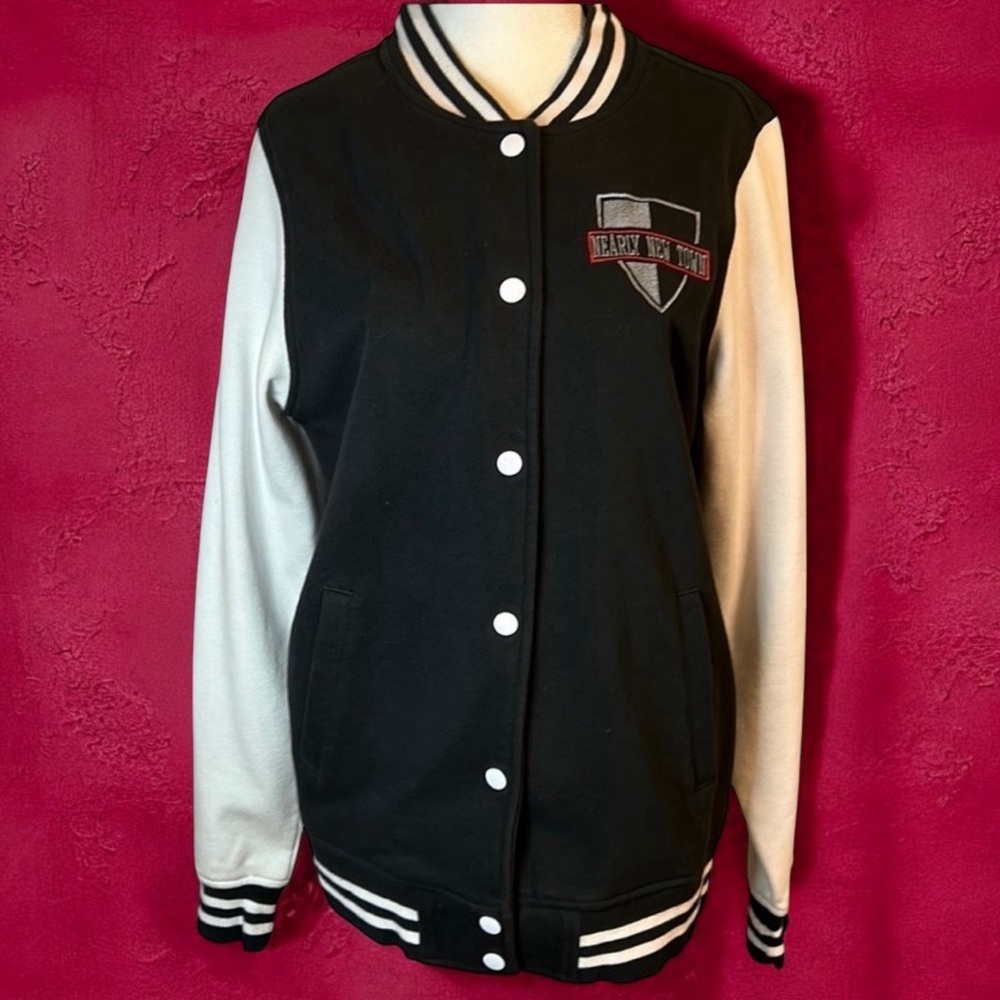 Bomber Varsity Trendy Sport-Tek Ladies Fleece Letterman Jacket Size Medium
